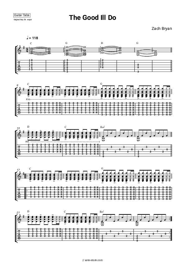The Good I'll Do - Zach Bryan Tabs - Guitar.Tabs