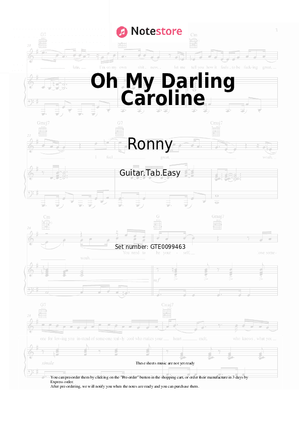 Oh My Darling Caroline - Ronny Tabs Easy - Guitar.Tab.Easy