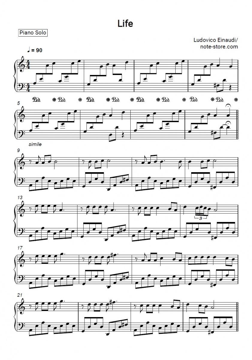 Life - Ludovico Einaudi Piano Sheet Music - Piano.Solo