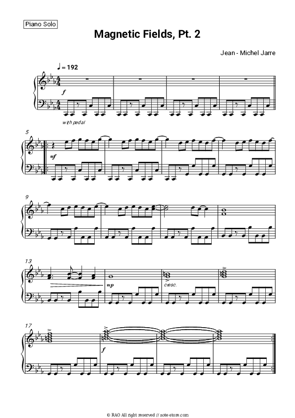 Magnetic Fields, Pt. 2 - Jean-Michel Jarre Piano Sheet Music - Piano.Solo