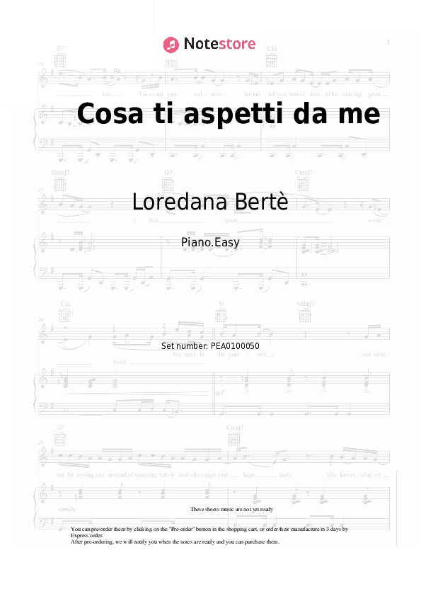 Cosa ti aspetti da me - Loredana Bertè Piano Sheet Music Easy - Piano.Easy
