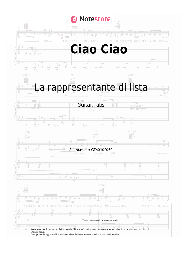 Ciao Ciao - La rappresentante di lista Tabs - Guitar.Tabs