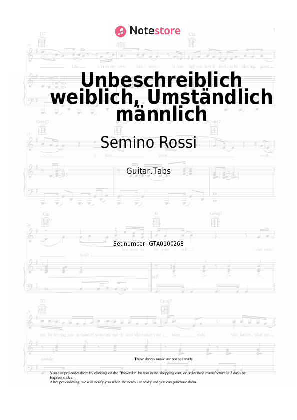 Unbeschreiblich weiblich, Umständlich männlich - Semino Rossi, Rosanna Rocci Tabs - Guitar.Tabs