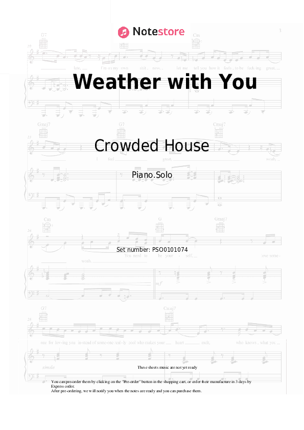 Weather with You - Crowded House Piano Sheet Music - Piano.Solo