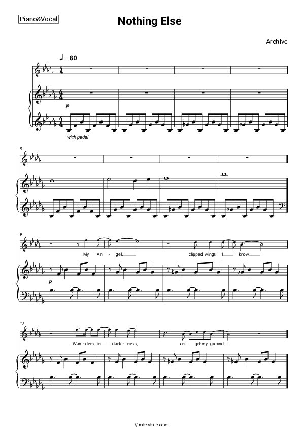 Nothing Else - Archive Piano Sheet Music with the Voice part - Piano&Vocal