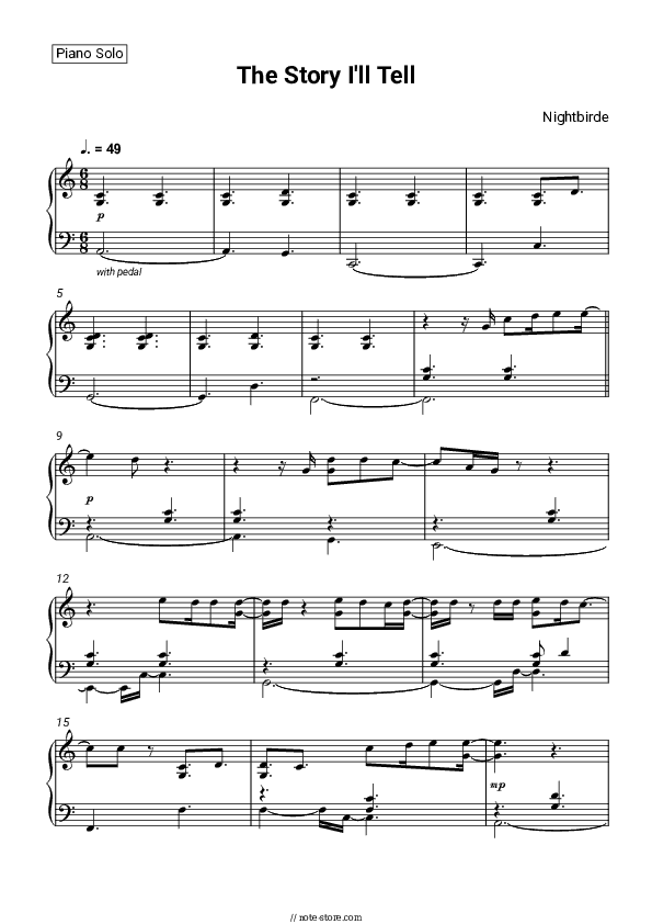 The Story I'll Tell - Nightbirde Piano Sheet Music - Piano.Solo