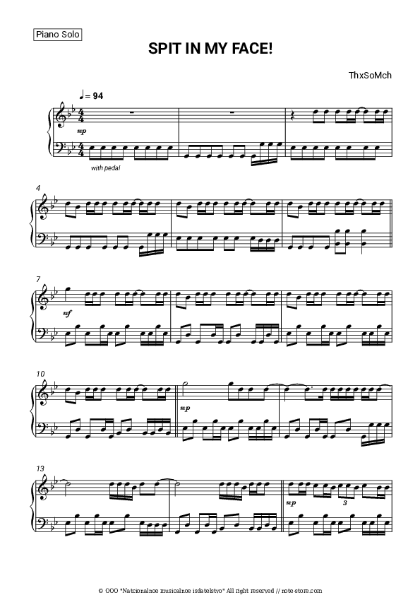 SPIT IN MY FACE! - ThxSoMch Piano Sheet Music - Piano.Solo