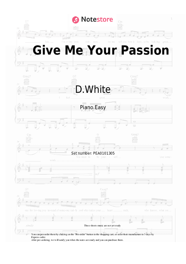 Give Me Your Passion - D.White Piano Sheet Music Easy - Piano.Easy