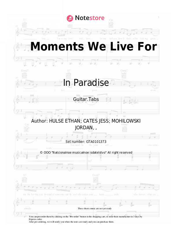 Moments We Live For - In Paradise Tabs - Guitar.Tabs