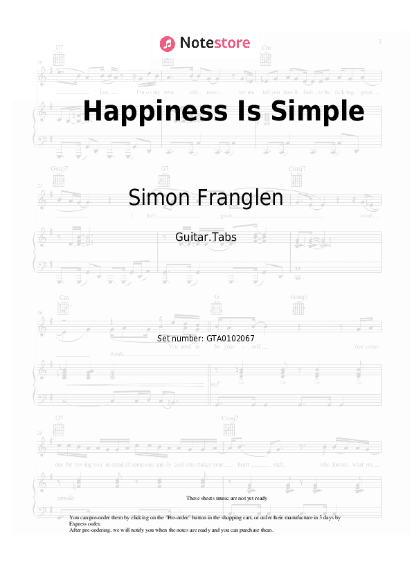 Happiness Is Simple - Simon Franglen Tabs - Guitar.Tabs