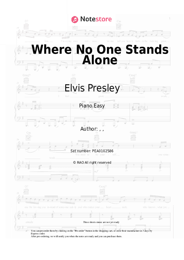 Where No One Stands Alone - Elvis Presley Piano Sheet Music Easy - Piano.Easy