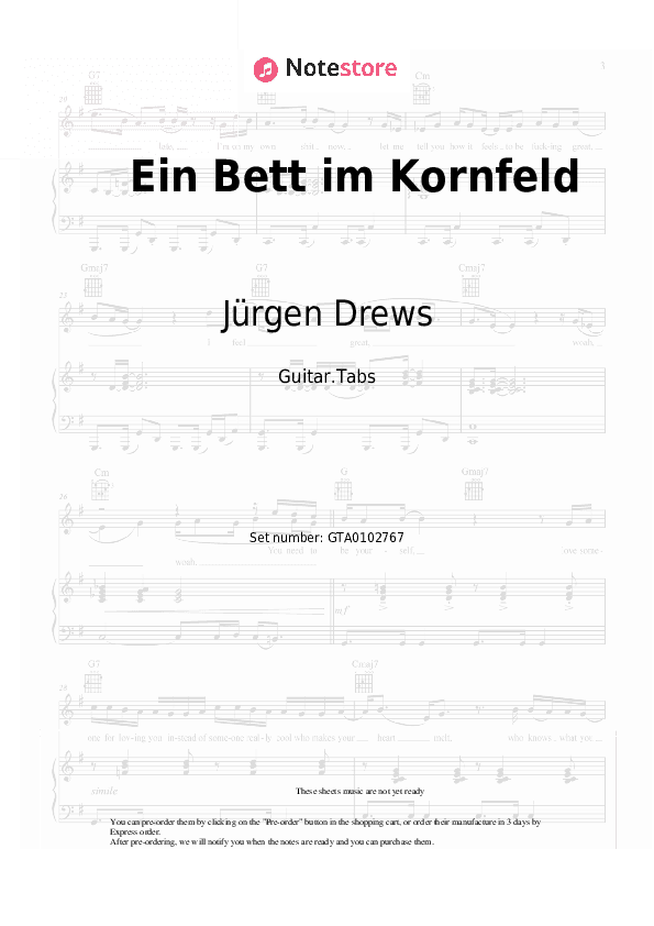 Ein Bett im Kornfeld - Jürgen Drews Tabs - Guitar.Tabs