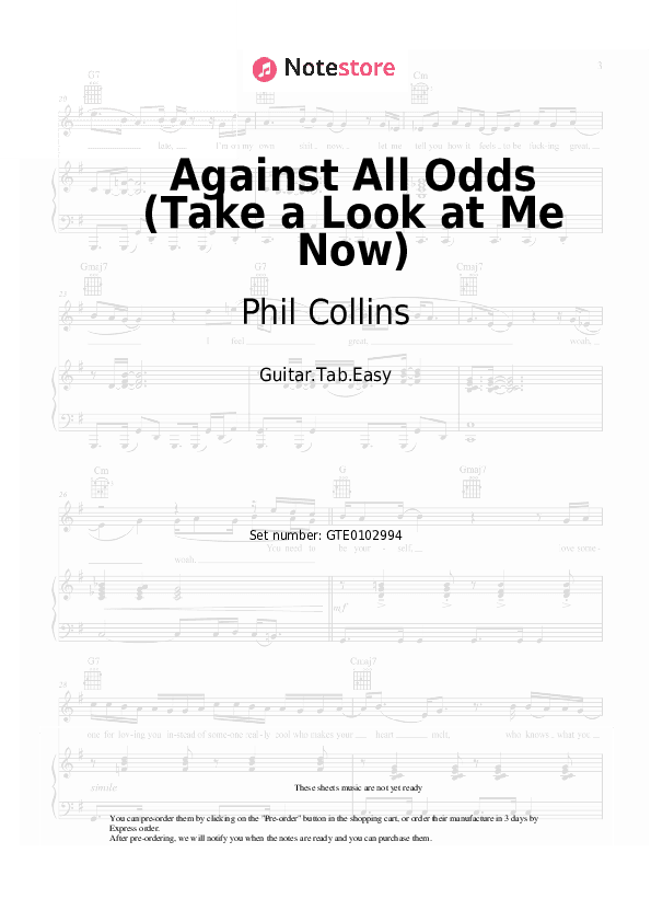 Against All Odds (Take a Look at Me Now) - Phil Collins Tabs Easy - Guitar.Tab.Easy