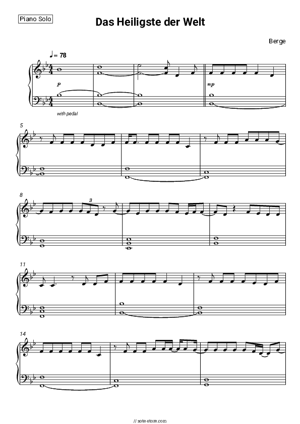 Das Heiligste der Welt - Berge Piano Sheet Music - Piano.Solo