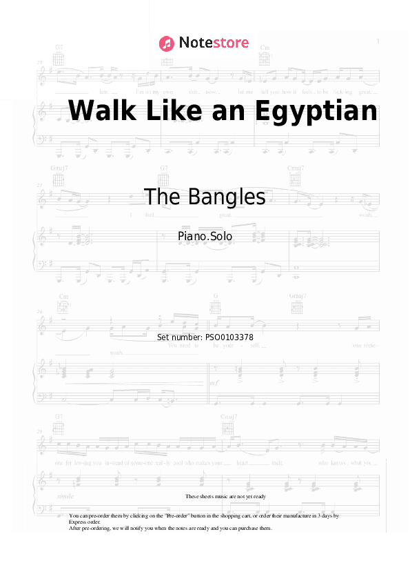 Walk Like an Egyptian - The Bangles Piano Sheet Music - Piano.Solo