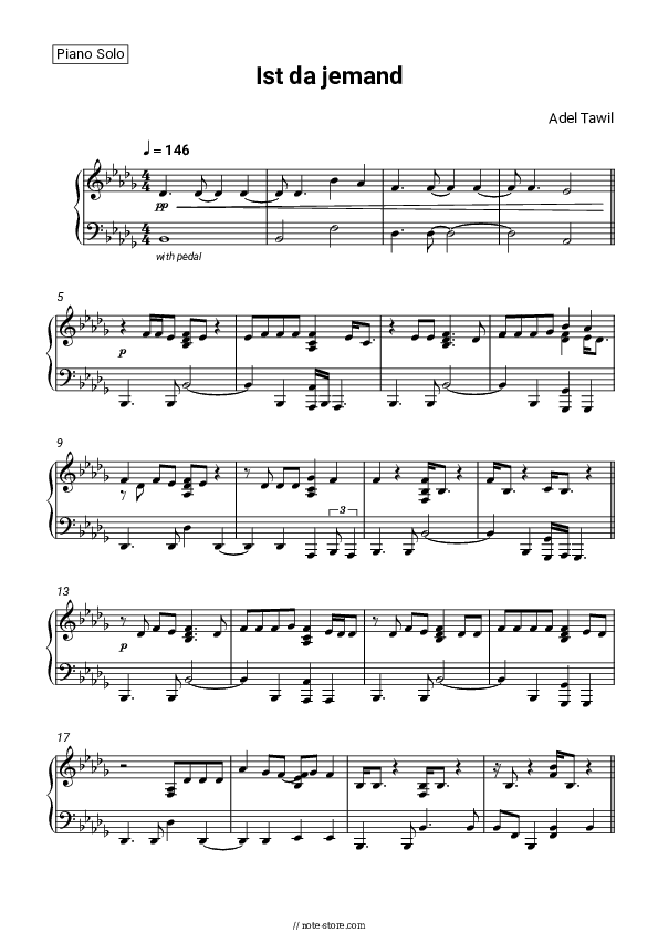 Ist da jemand - Adel Tawil Piano Sheet Music - Piano.Solo