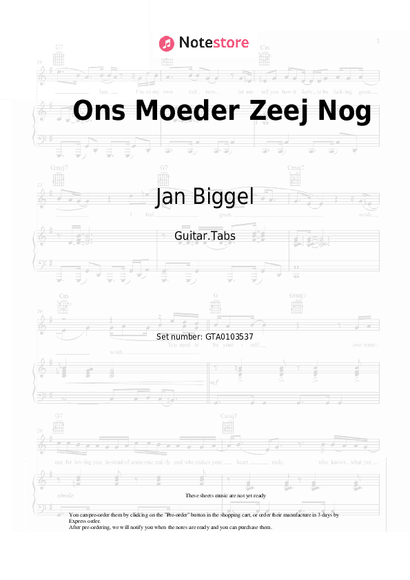Ons Moeder Zeej Nog - Jan Biggel Tabs - Guitar.Tabs
