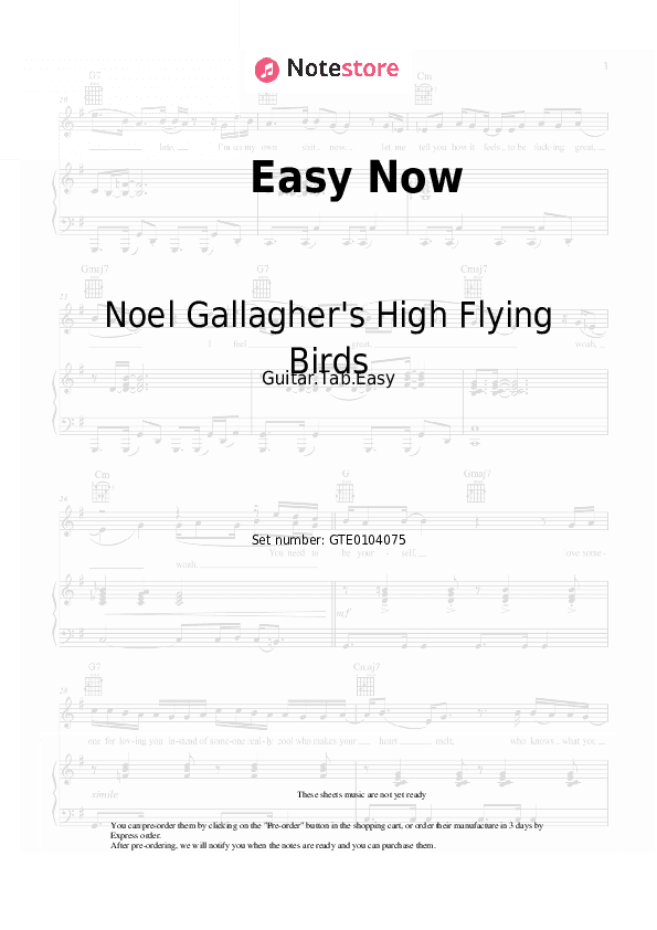 Easy Now - Noel Gallagher's High Flying Birds Tabs Easy - Guitar.Tab.Easy