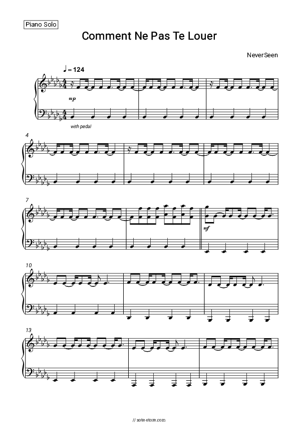 Comment Ne Pas Te Louer - NeverSeen Piano Sheet Music - Piano.Solo