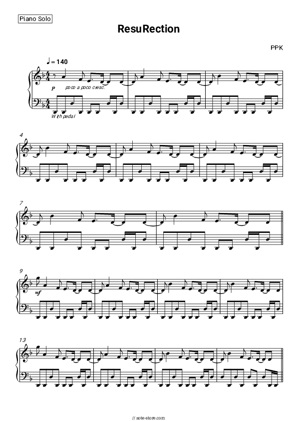 Воскрешение - PPK Piano Sheet Music - Piano.Solo