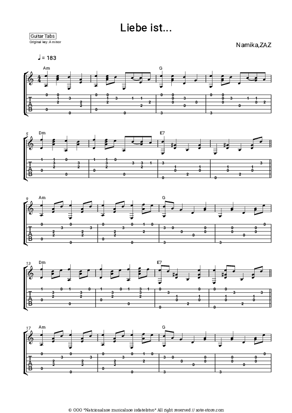 Liebe ist... - Namika, ZAZ Tabs - Guitar.Tabs