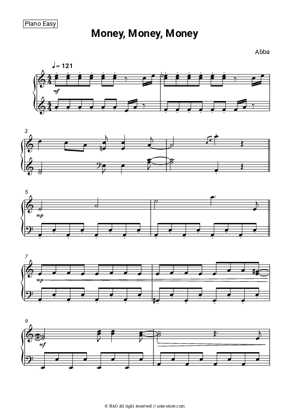 Money, money, money - ABBA Piano Sheet Music Easy - Piano.Easy