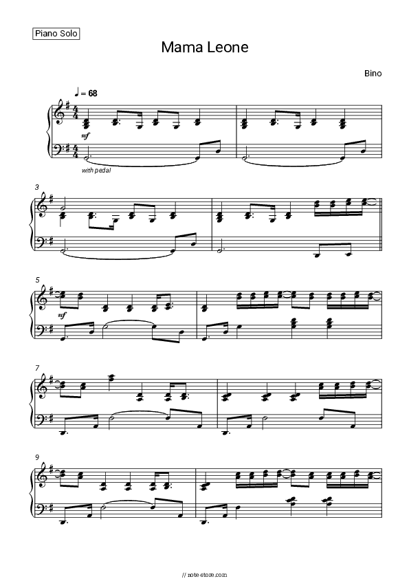 Mama Leone - Bino Piano Sheet Music - Piano.Solo