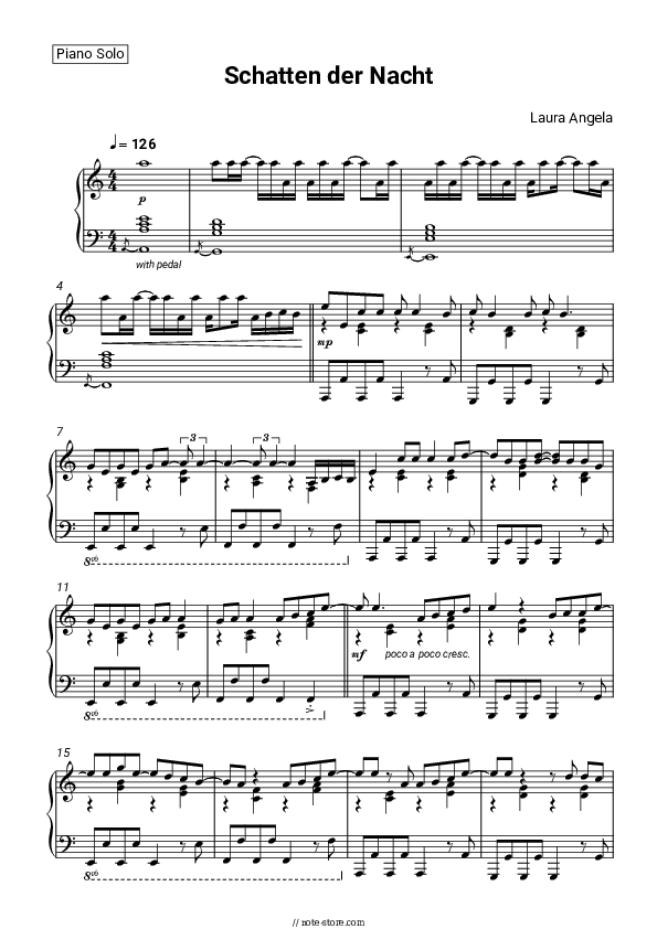 Schatten der Nacht - Laura Angela Piano Sheet Music - Piano.Solo