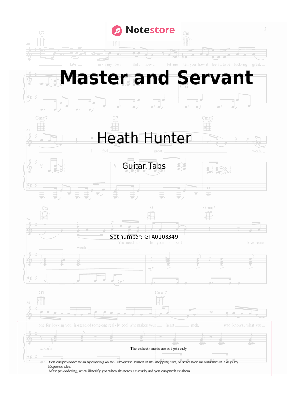 Master and Servant - Heath Hunter, The Pleasure Company Tabs - Guitar.Tabs