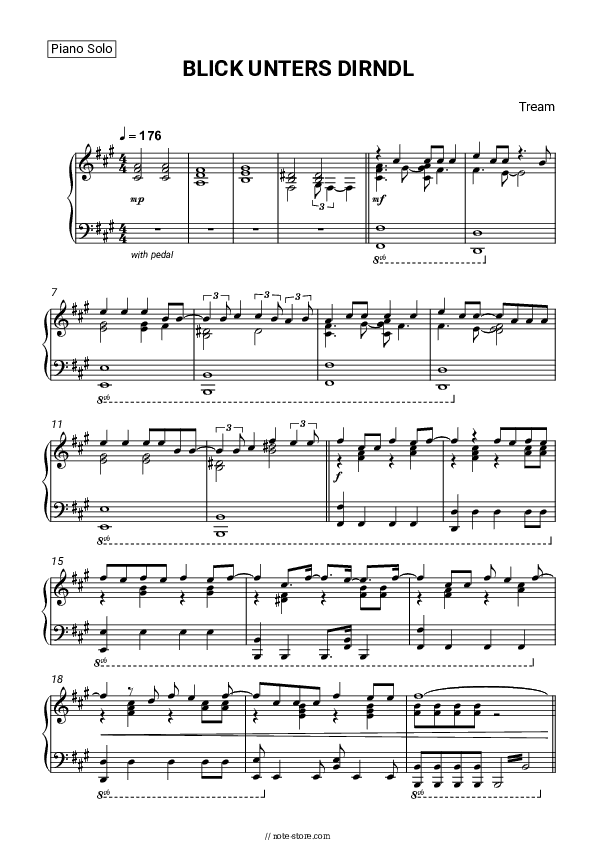 BLICK UNTERS DIRNDL - Tream Piano Sheet Music - Piano.Solo