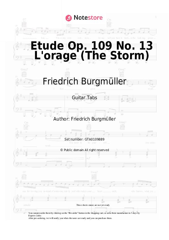 Etude Op. 109 No. 13 L'orage (The Storm) - Friedrich Burgmüller Tabs - Guitar.Tabs