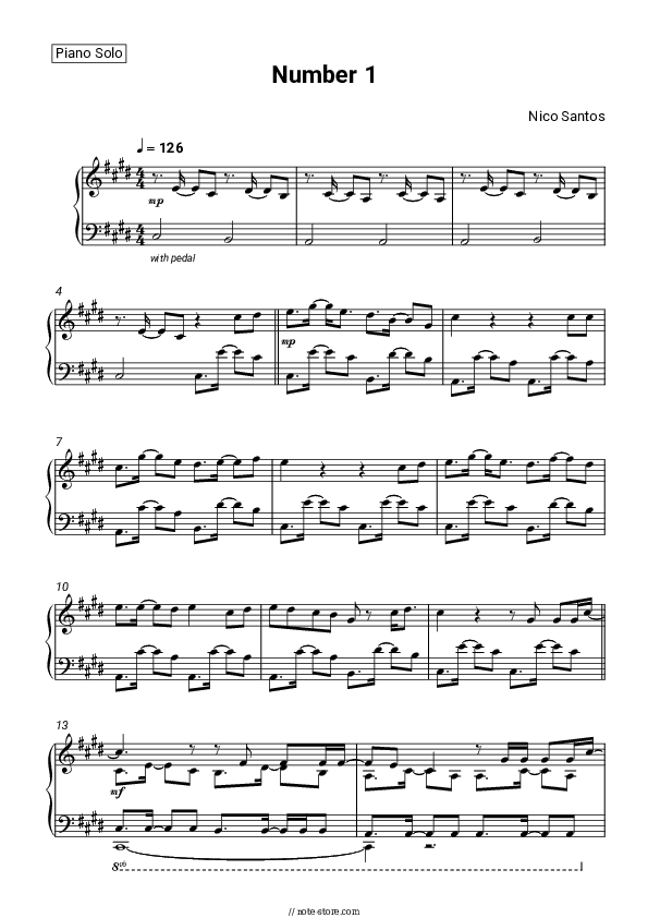 Number 1 - Nico Santos Piano Sheet Music - Piano.Solo