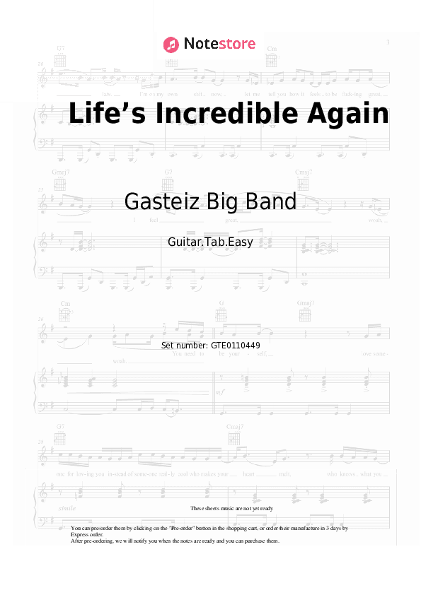 Life’s Incredible Again - Gasteiz Big Band Tabs Easy - Guitar.Tab.Easy