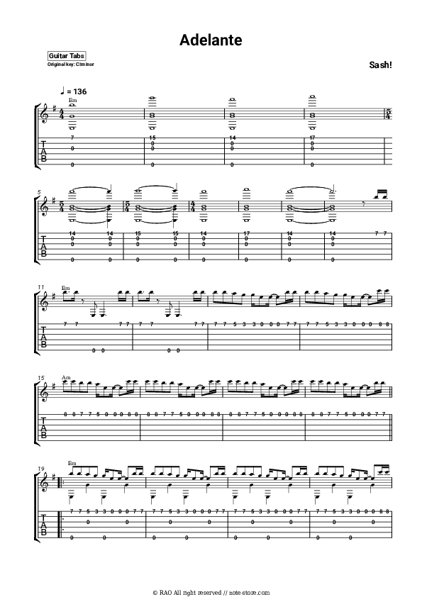 Adelante - Sash! Tabs - Guitar.Tabs