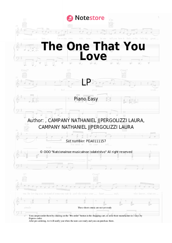 The One That You Love - LP Piano Sheet Music Easy - Piano.Easy