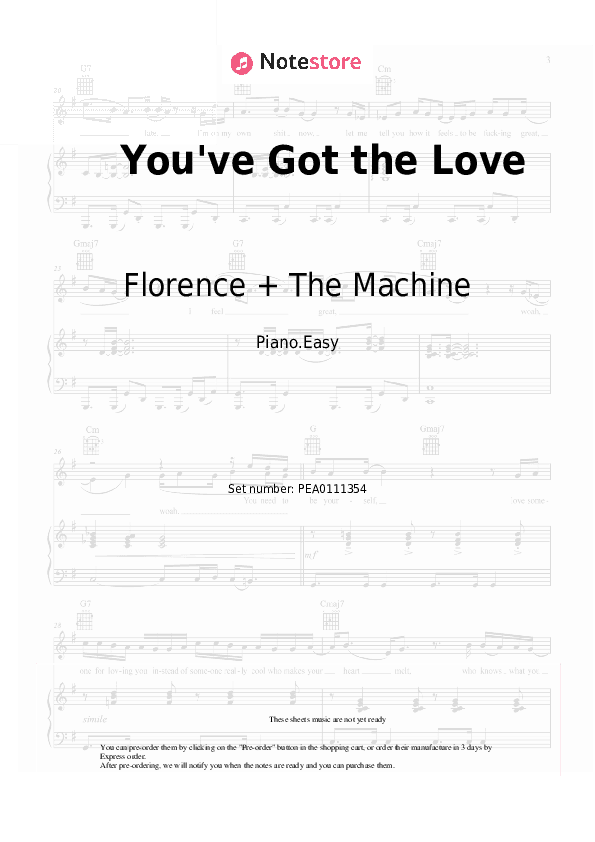 You've Got the Love - Florence + The Machine Piano Sheet Music Easy - Piano.Easy
