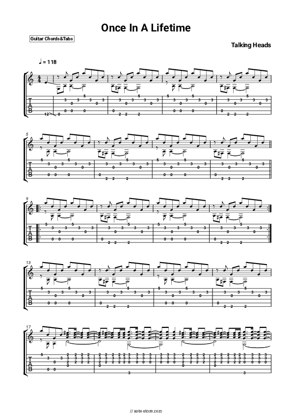 Once in a Lifetime - Talking Heads Chords and Tabs - Guitar.Chords&Tabs
