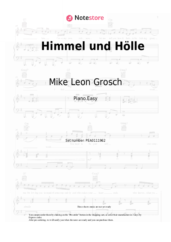Himmel und Hölle - Mike Leon Grosch Piano Sheet Music Easy - Piano.Easy