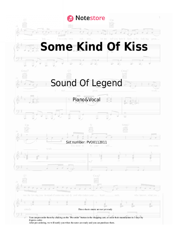 Some Kind Of Kiss - Sound Of Legend Piano Sheet Music with the Voice part - Piano&Vocal
