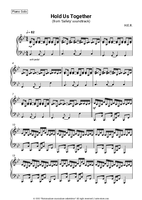 Hold Us Together (from 'Safety' soundtrack) - H.E.R. Piano Sheet Music - Piano.Solo