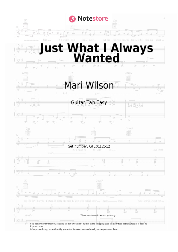 Just What I Always Wanted - Mari Wilson Tabs Easy - Guitar.Tab.Easy
