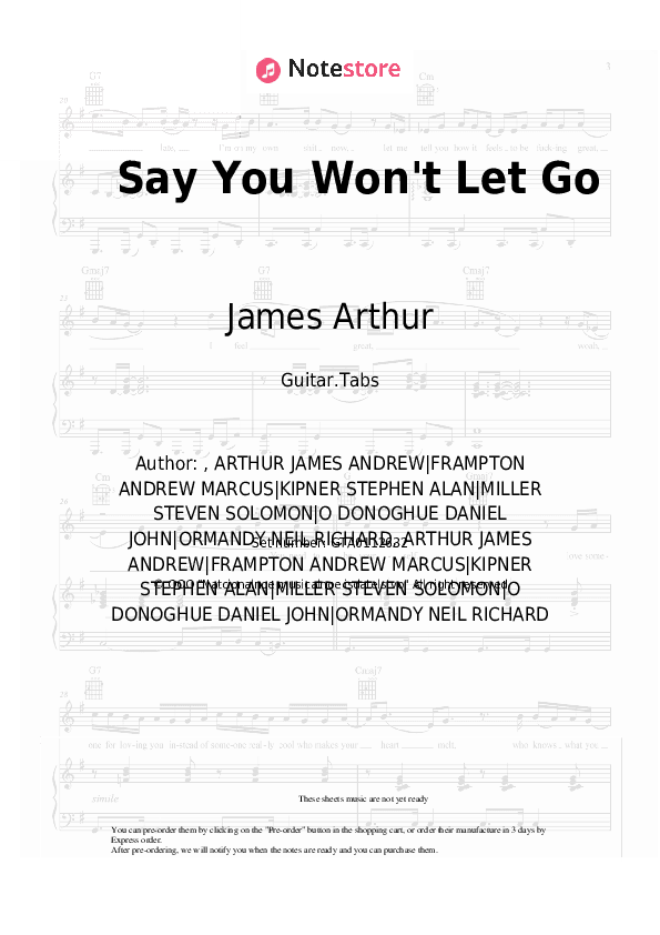 Say You Won't Let Go - James Arthur Tabs - Guitar.Tabs