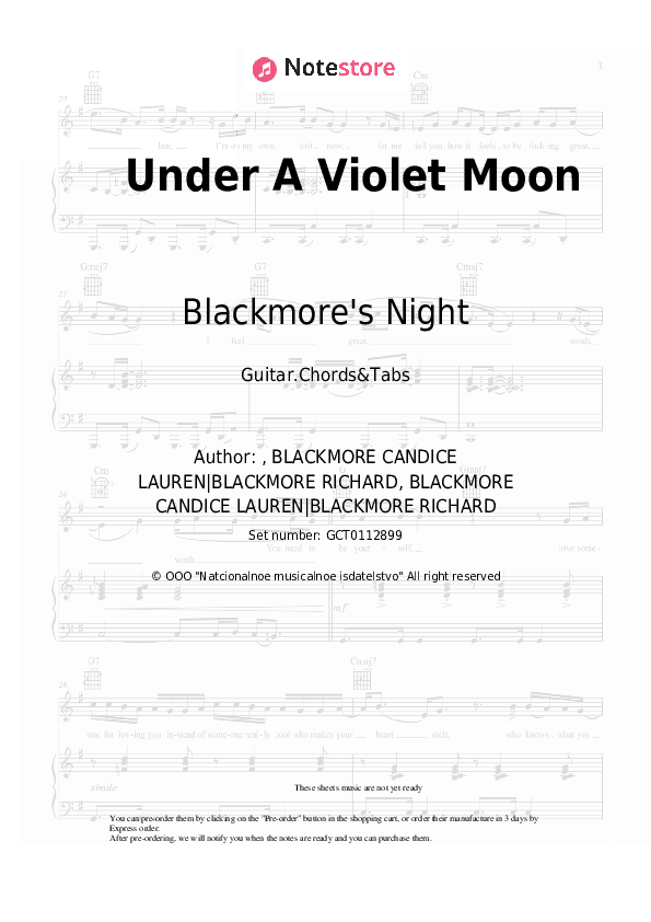 Under A Violet Moon - Blackmore's Night Chords and Tabs - Guitar.Chords&Tabs