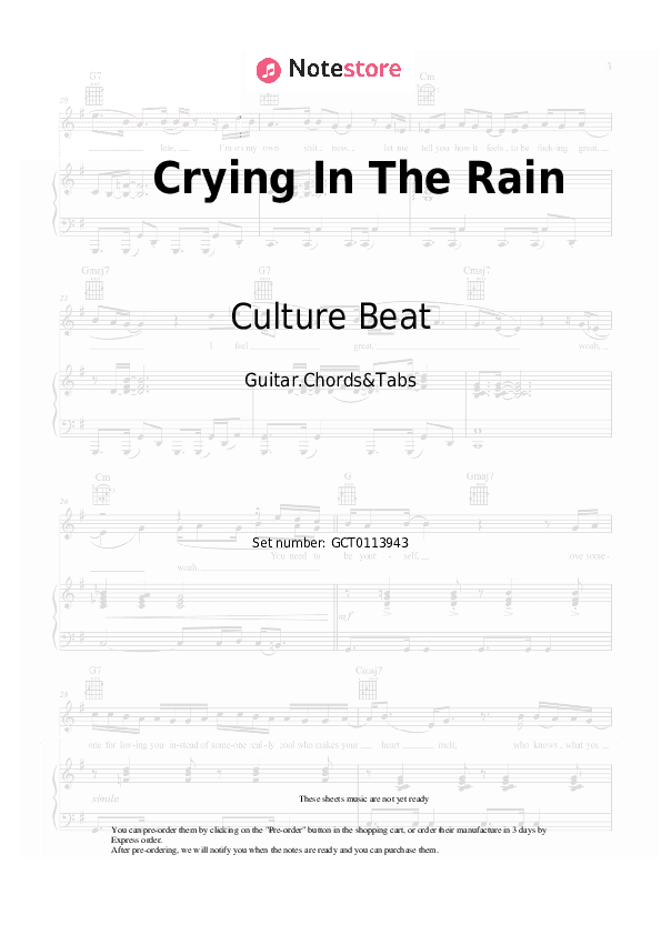 Crying In The Rain - Culture Beat Chords and Tabs - Guitar.Chords&Tabs