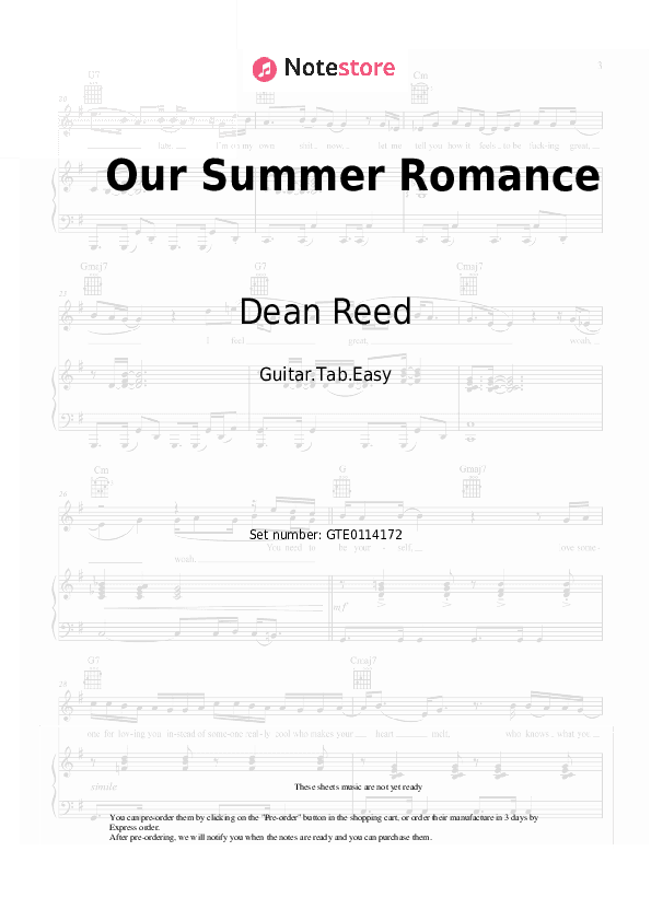 Our Summer Romance - Dean Reed Tabs Easy - Guitar.Tab.Easy