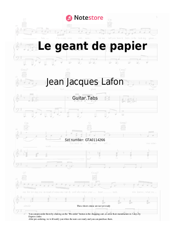 Le geant de papier - Jean Jacques Lafon Tabs - Guitar.Tabs