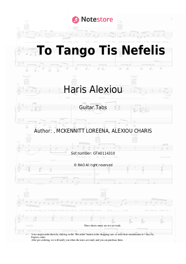 To Tango Tis Nefelis - Haris Alexiou Tabs - Guitar.Tabs