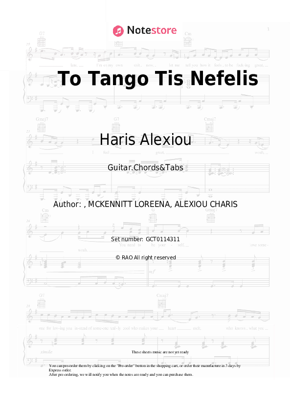 To Tango Tis Nefelis - Haris Alexiou Chords and Tabs - Guitar.Chords&Tabs