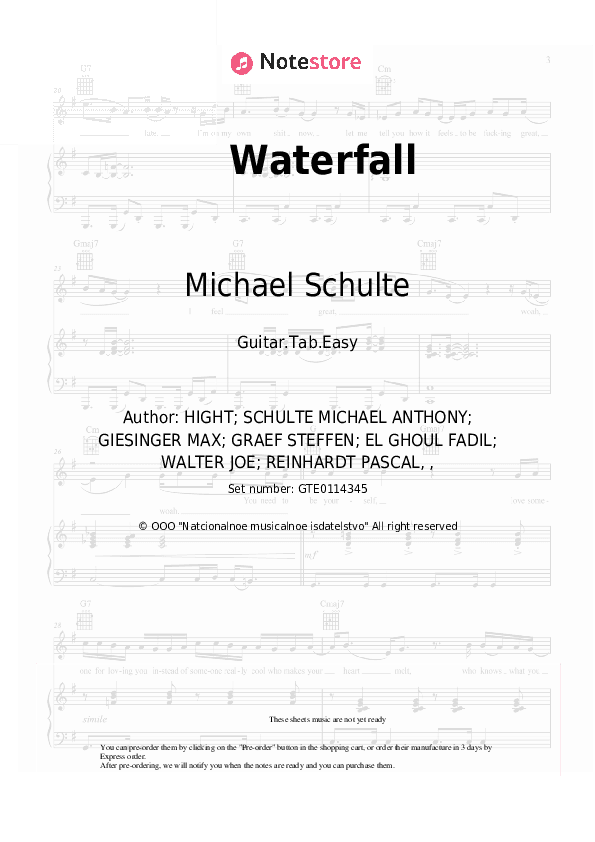 Waterfall - Michael Schulte, R3hab Tabs Easy - Guitar.Tab.Easy