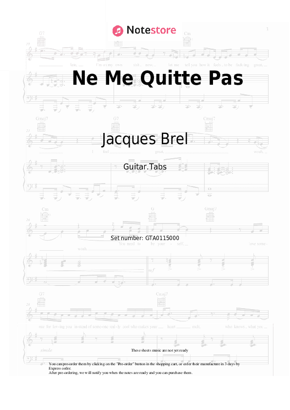 Ne Me Quitte Pas - Jacques Brel Tabs - Guitar.Tabs